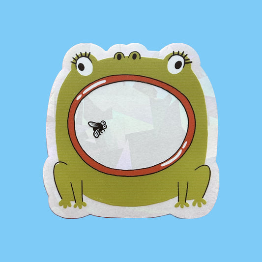 Rainbow Frog Suncatcher decal with colorful frog design and rainbow mouth