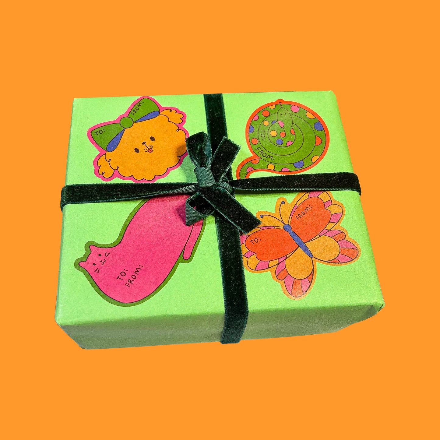 Playful Gift Tag Sticker Roll – 4 Unique Designs